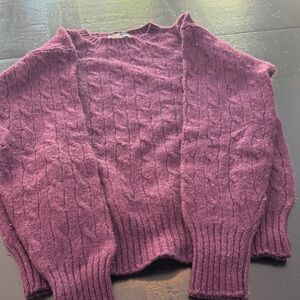 Polo Ralph Lauren Mens Vintage Wool Cable Knit Sweater - Deep Purple